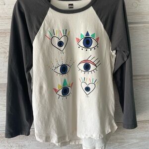 Tea Collection Kids' Eye Graphic Raglan Tee - Black and White